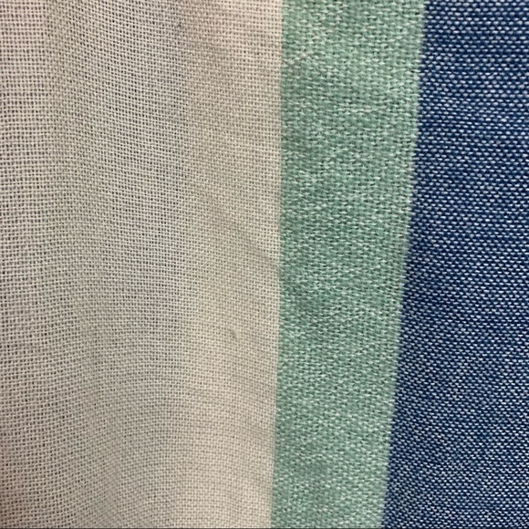 Lauren Conrad Blue Beige Striped Fringe Shawl Blanket Scarf NWOT - Picture 8 of 13
